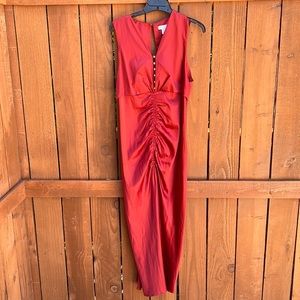 Beautiful Rust colored Top Shop Dress with gold button details